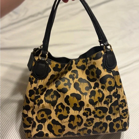 Coach Leopard Print Shoulder Bag - Black and Tan - Picture 4 of 6